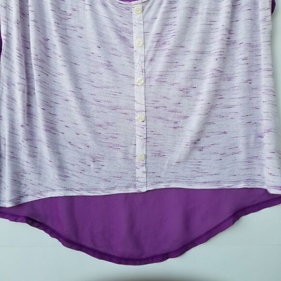 Decree Size XL High Low Hem Purple White Blouse - Picture 5 of 8